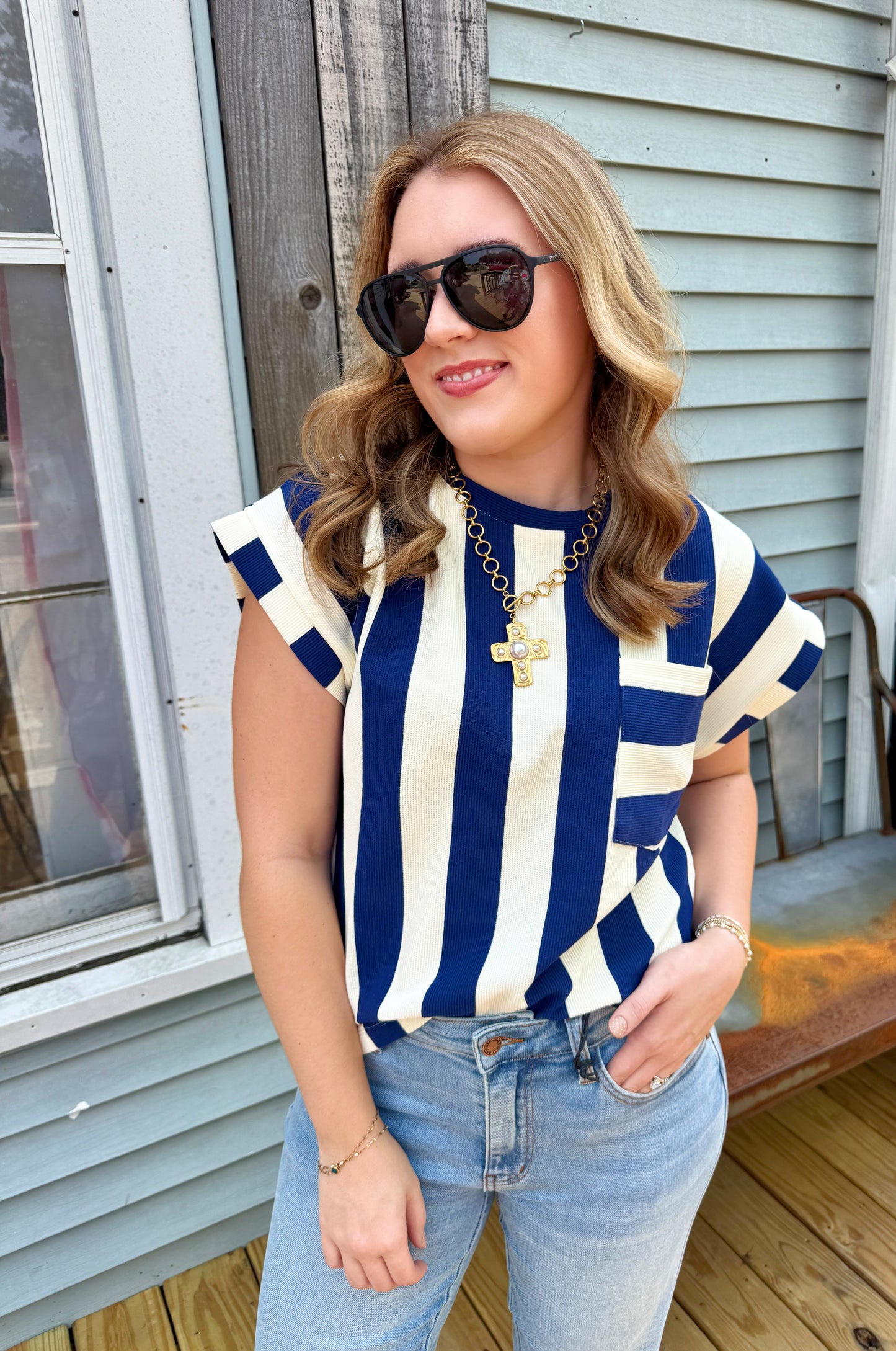 Line Up Pocket Top (Navy)