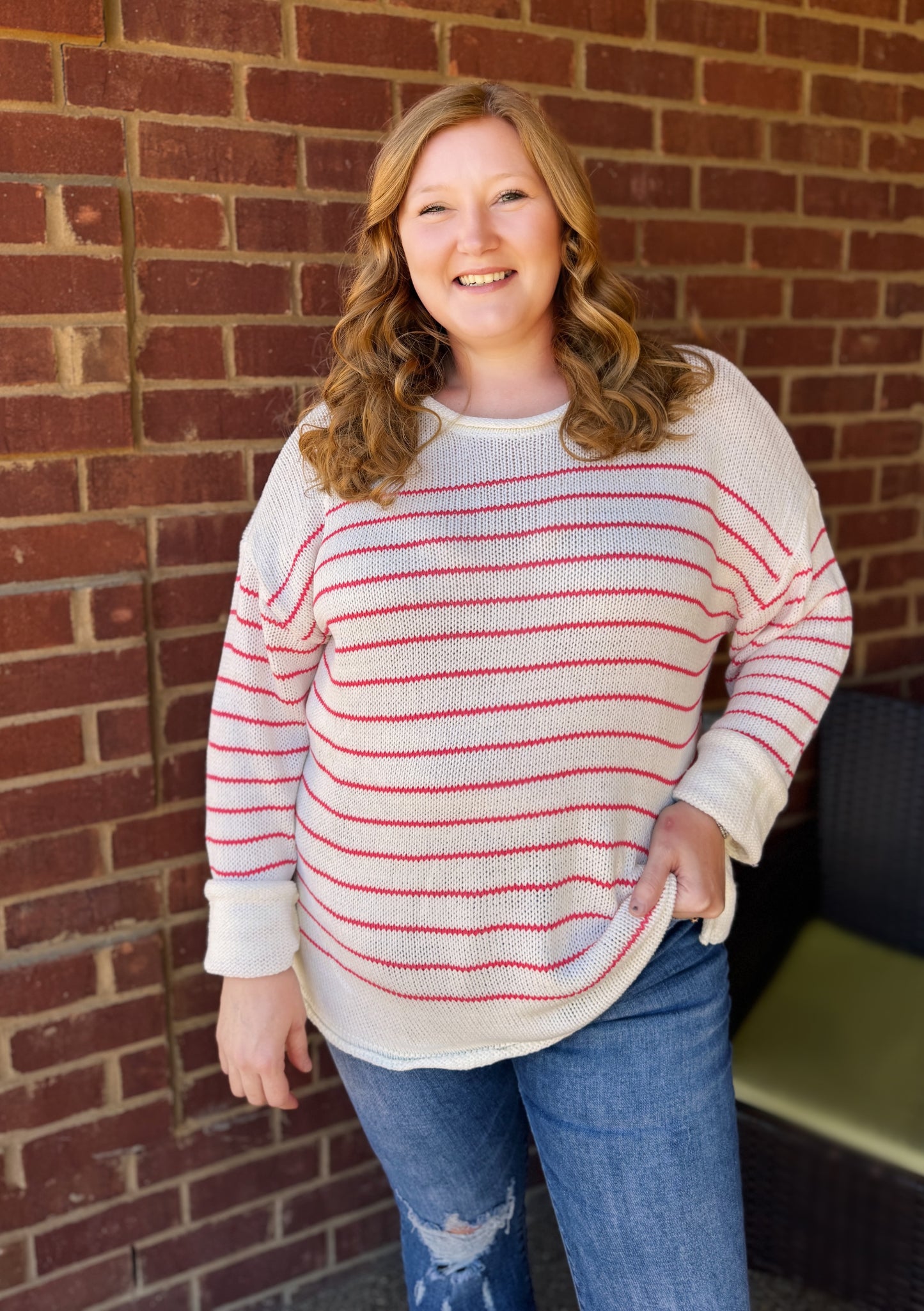 Need It Now Stripe Top (Coral)