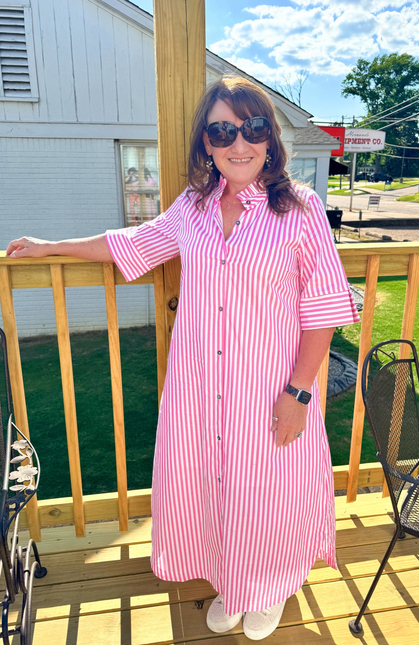 Southern Grace Striped Maxi Dress (Pink)