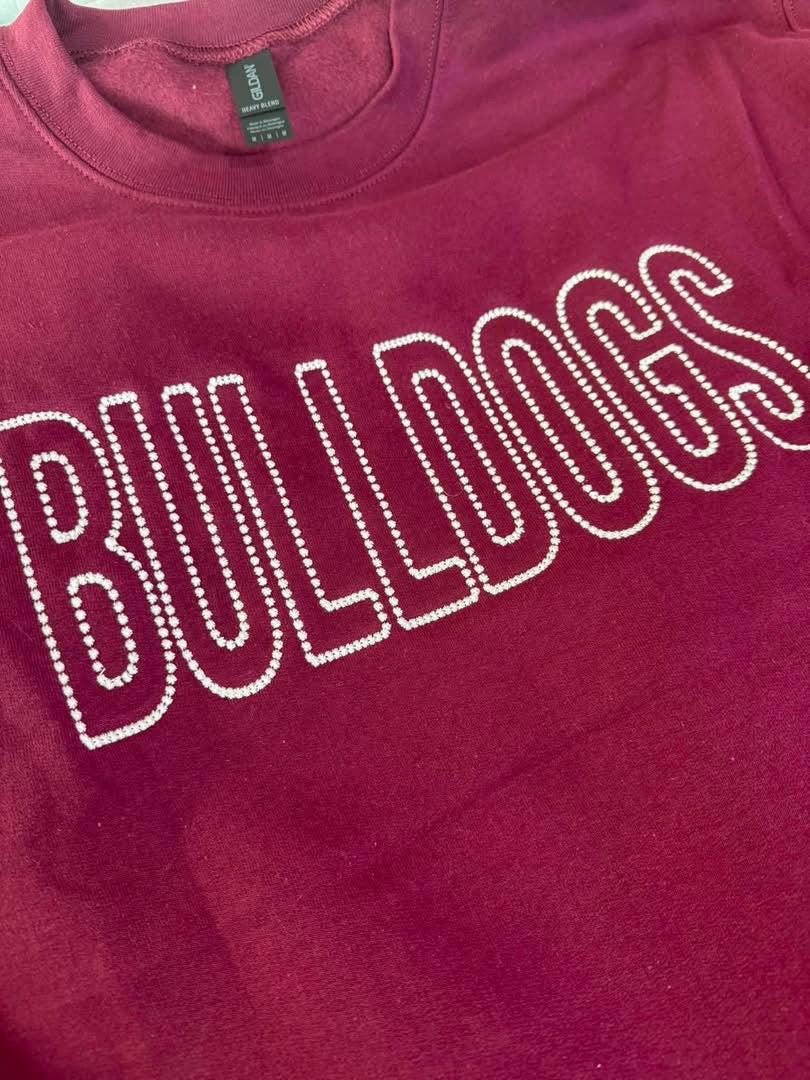 BULLDOGS Dot Embroidered Sweatshirt (Maroon)