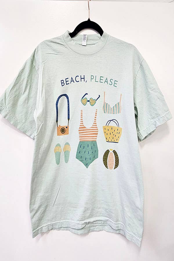 Beach Please Graphic Tee (Mint)