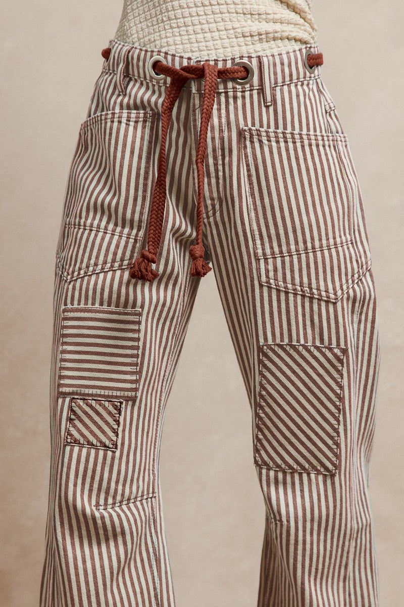 Striped Barrel Jeans (Mocha)
