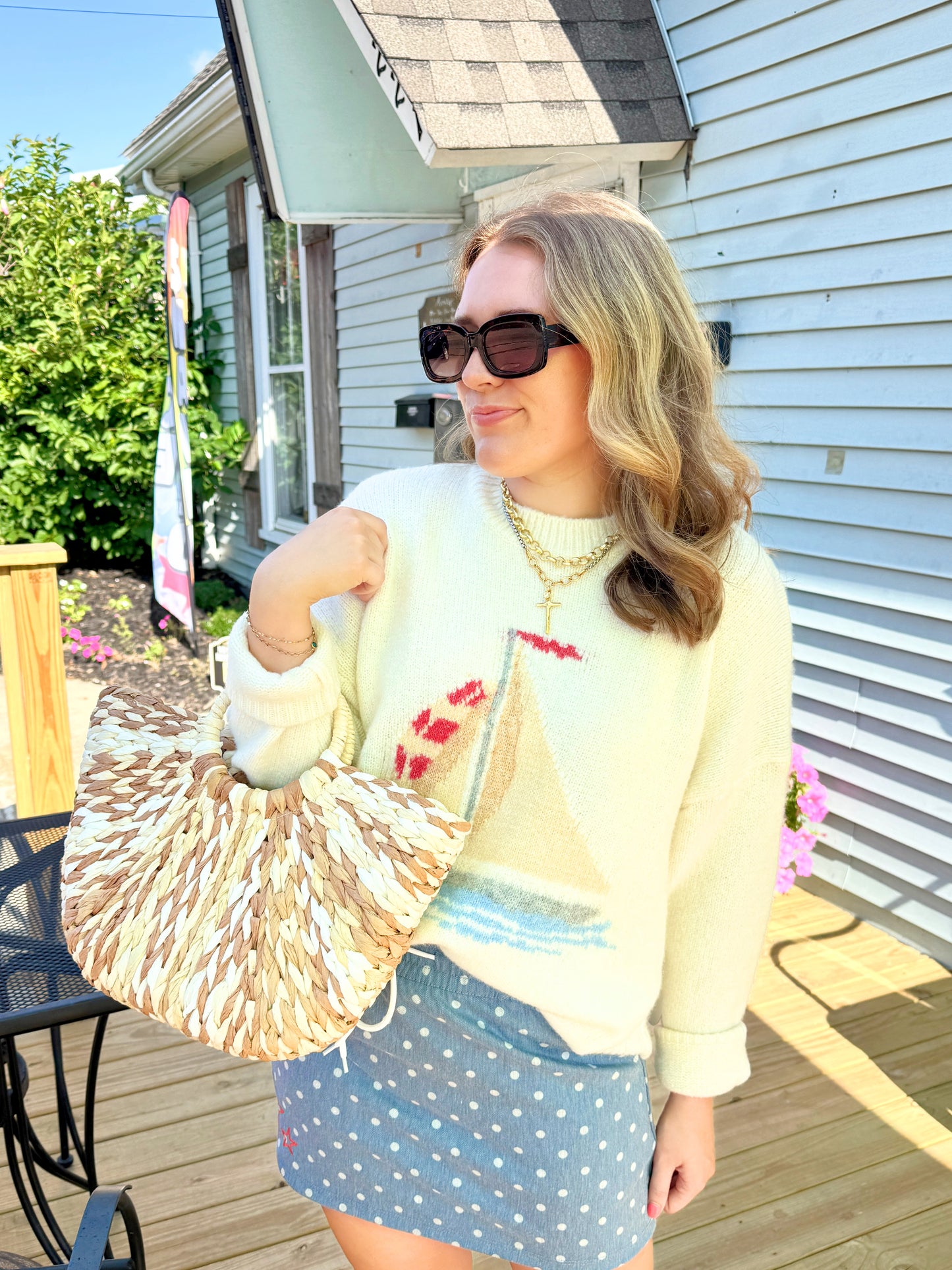 Presley Polka Dot Skirt (Blue)