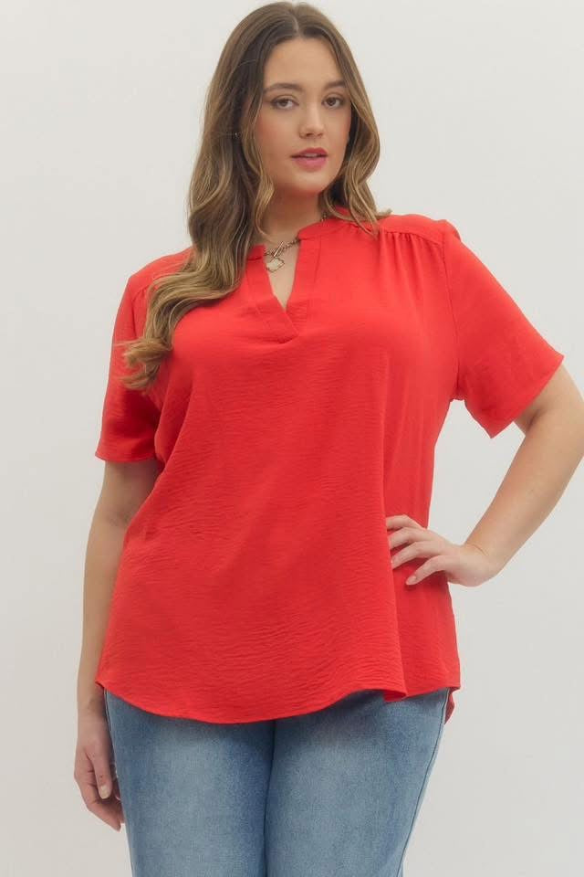 Becca V-Neck Blouse (Red)