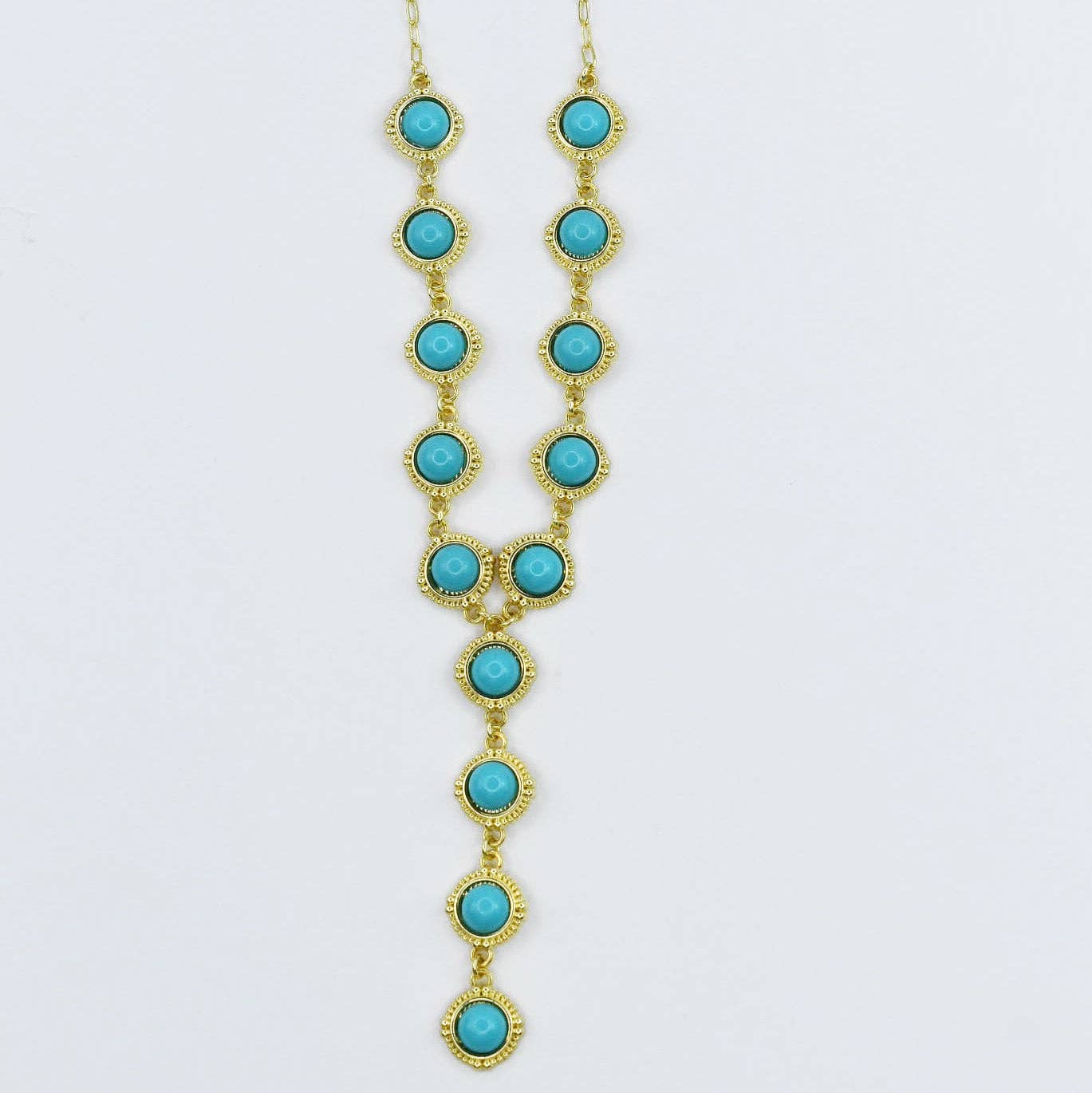 Turquoise Cascade Gold Necklace