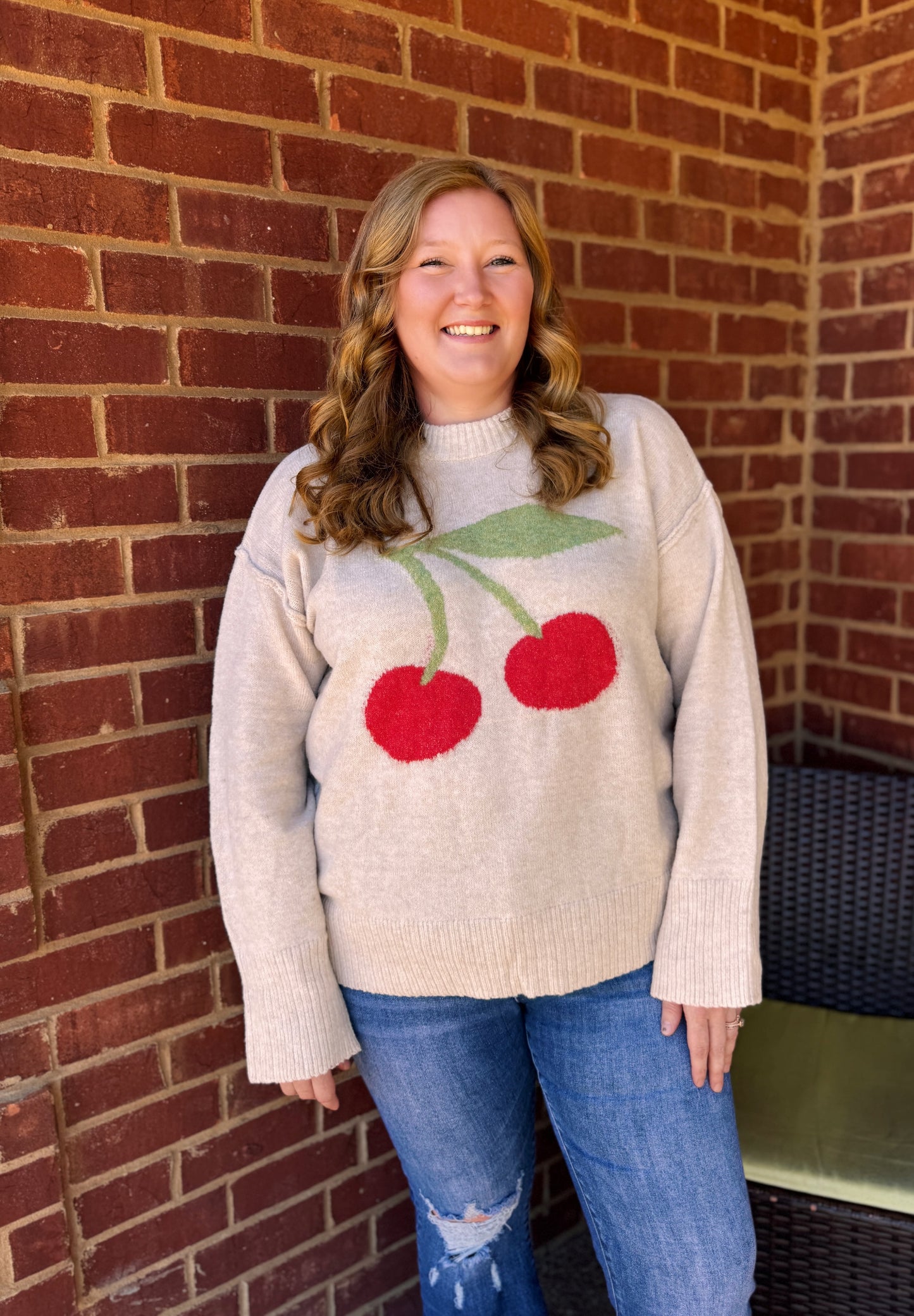 Cherry On Top Sweater (Oatmeal)