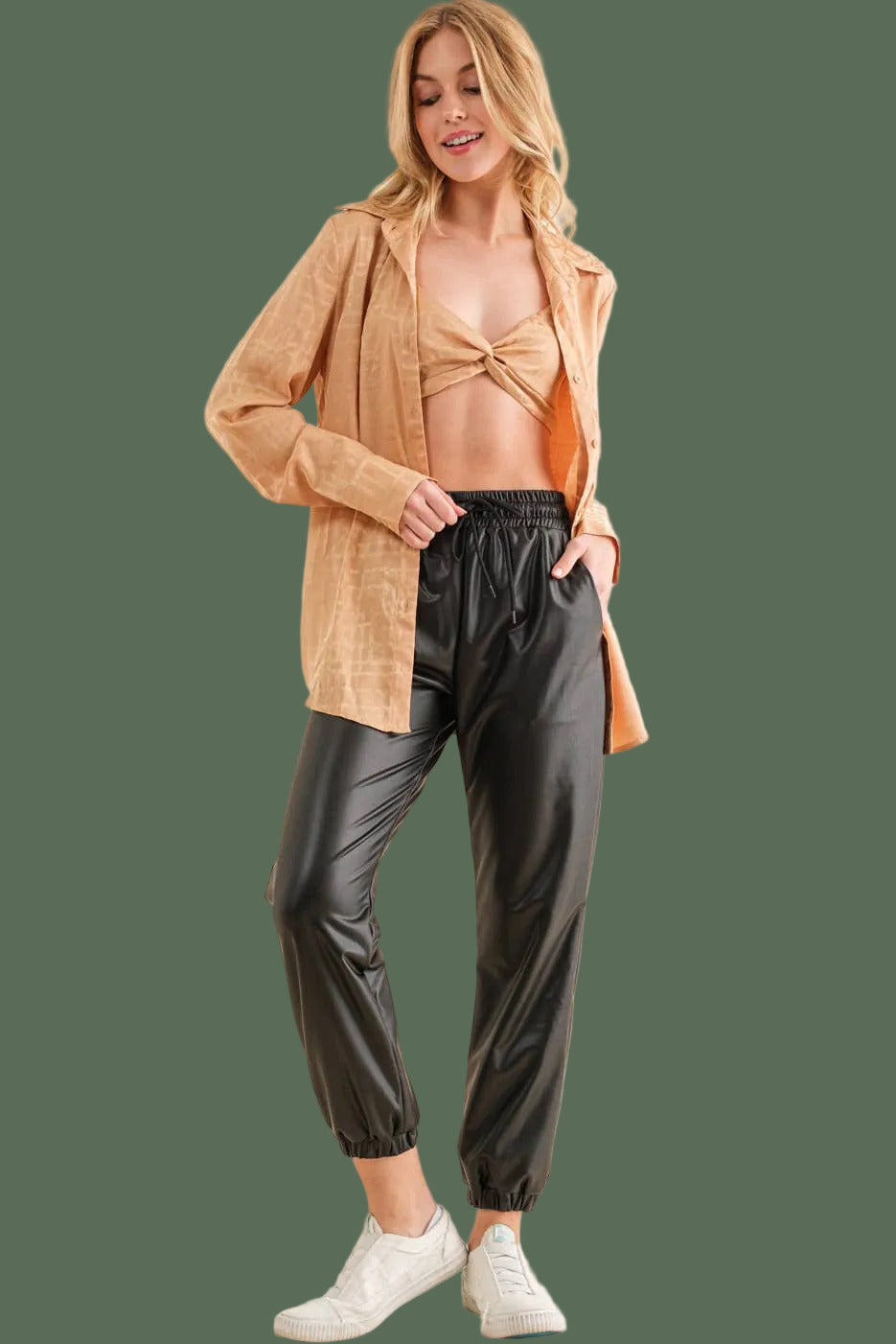 Faux Leather Jogger (Black)