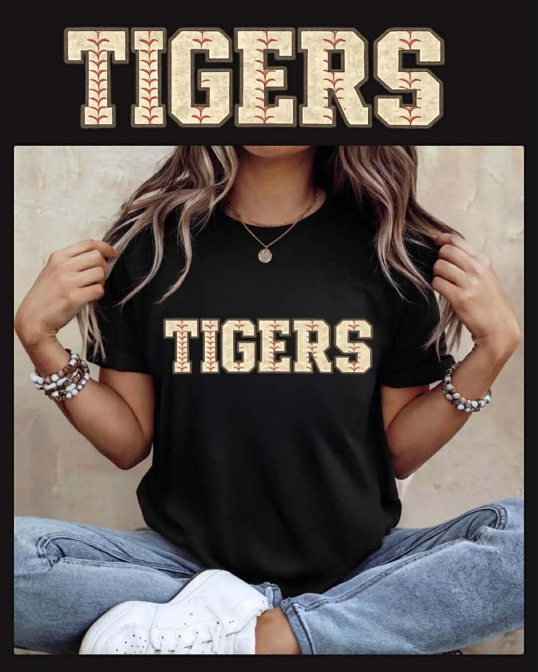 Tigers Baseball Seams T-Shirt (Black)