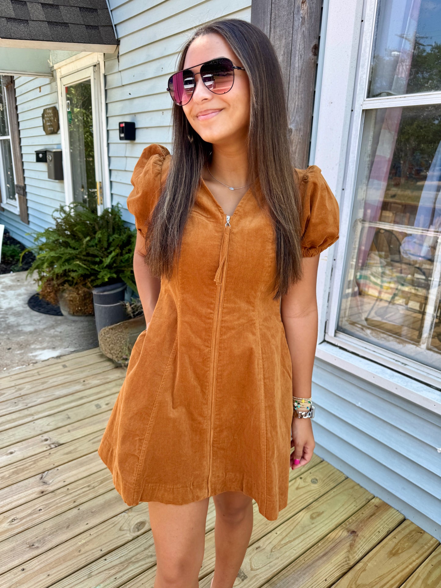 Today Feels Right Corded Dress (Camel)