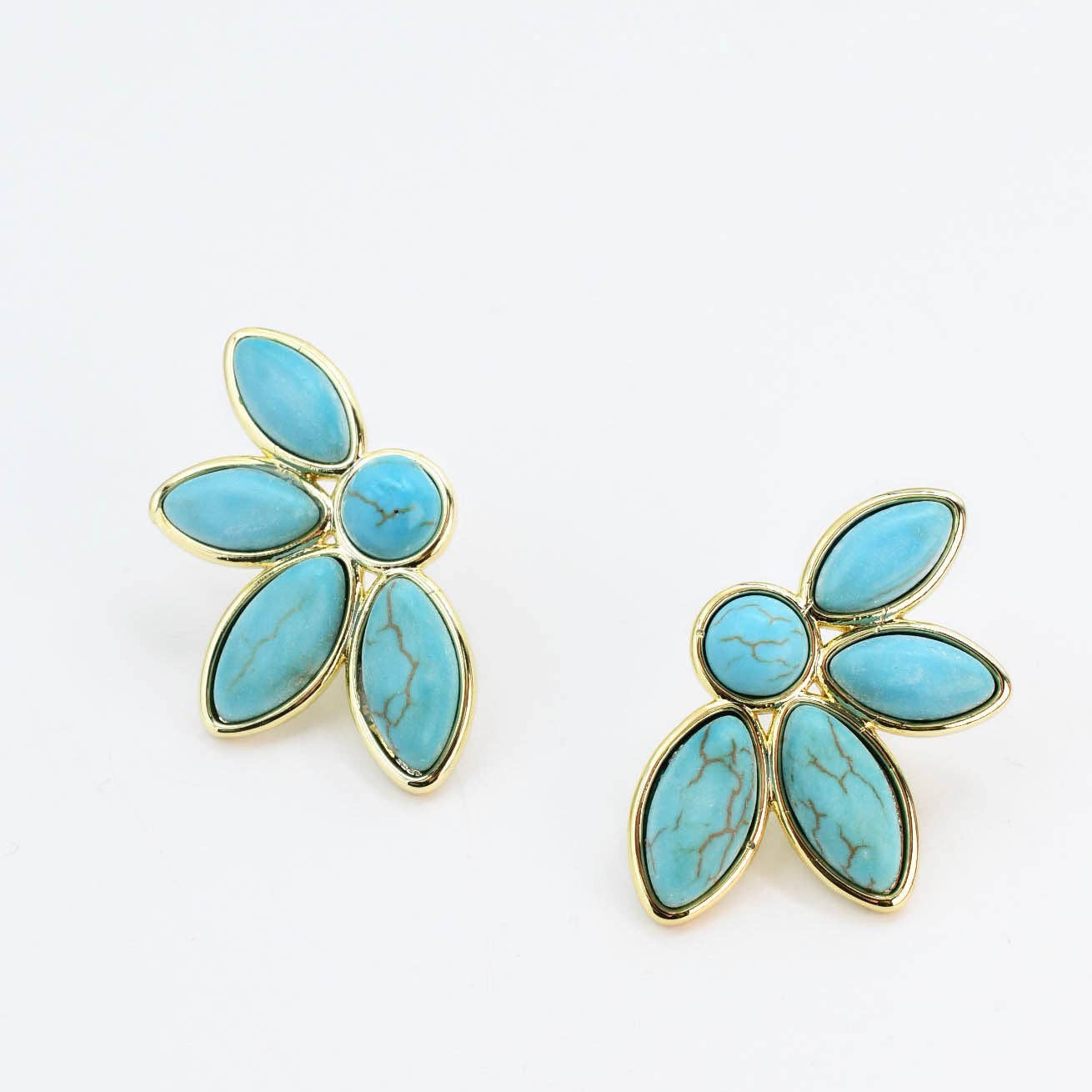 Half Turquoise Flower Earring