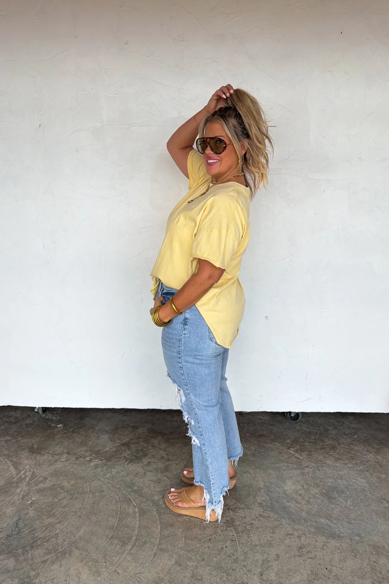 Joey Washed Cotton Boyfriend Tee (Butter Yellow)