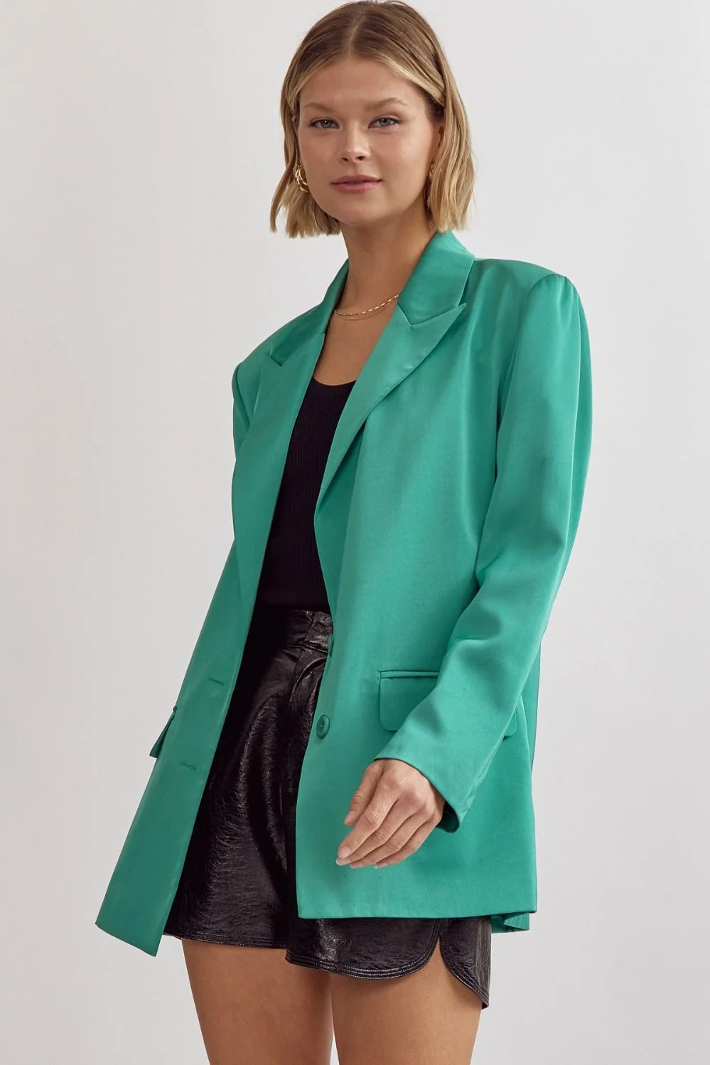 Jackie Buttoned Up Blazer (Jade Green)