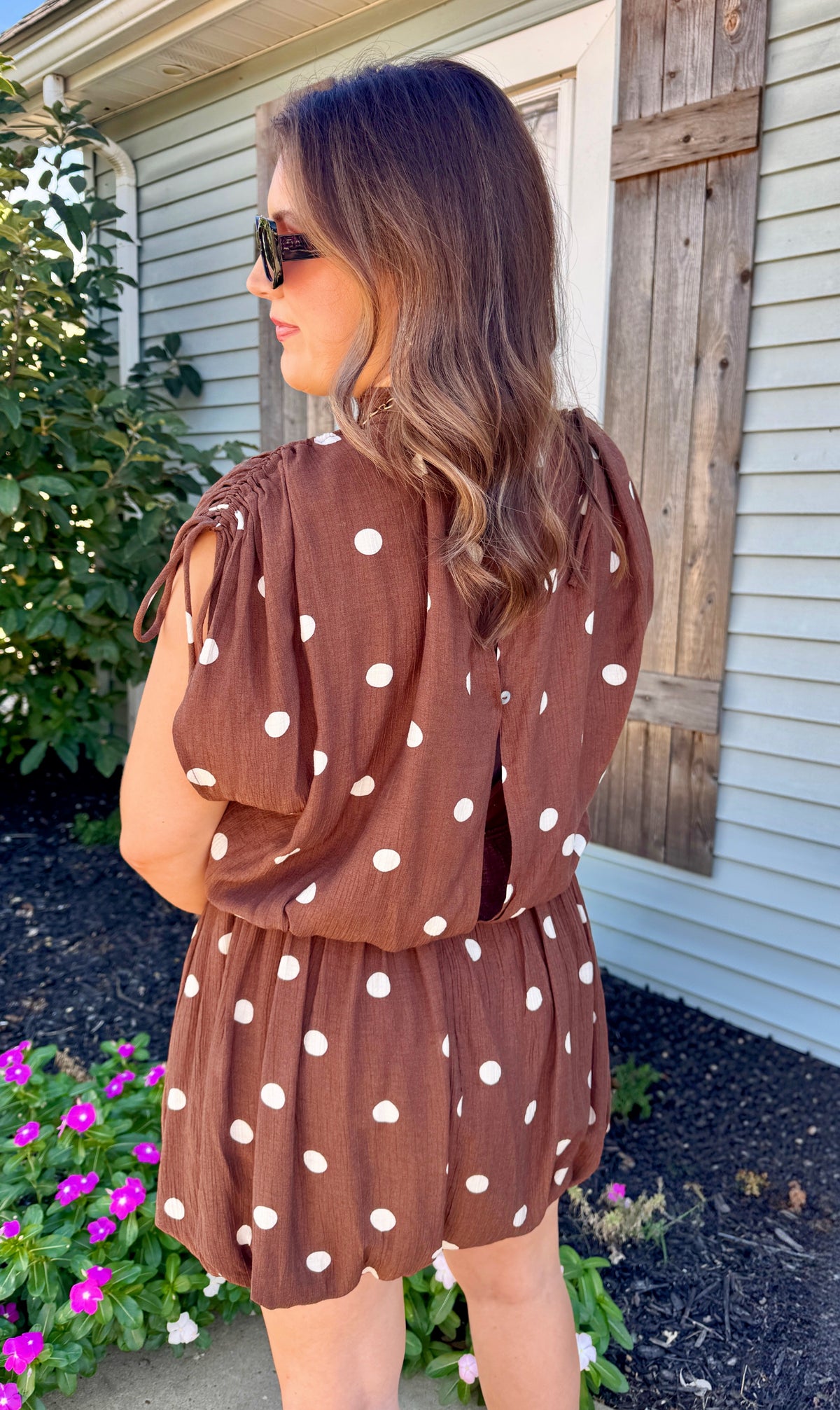 Polka Dot Bubble Dress (Brown)