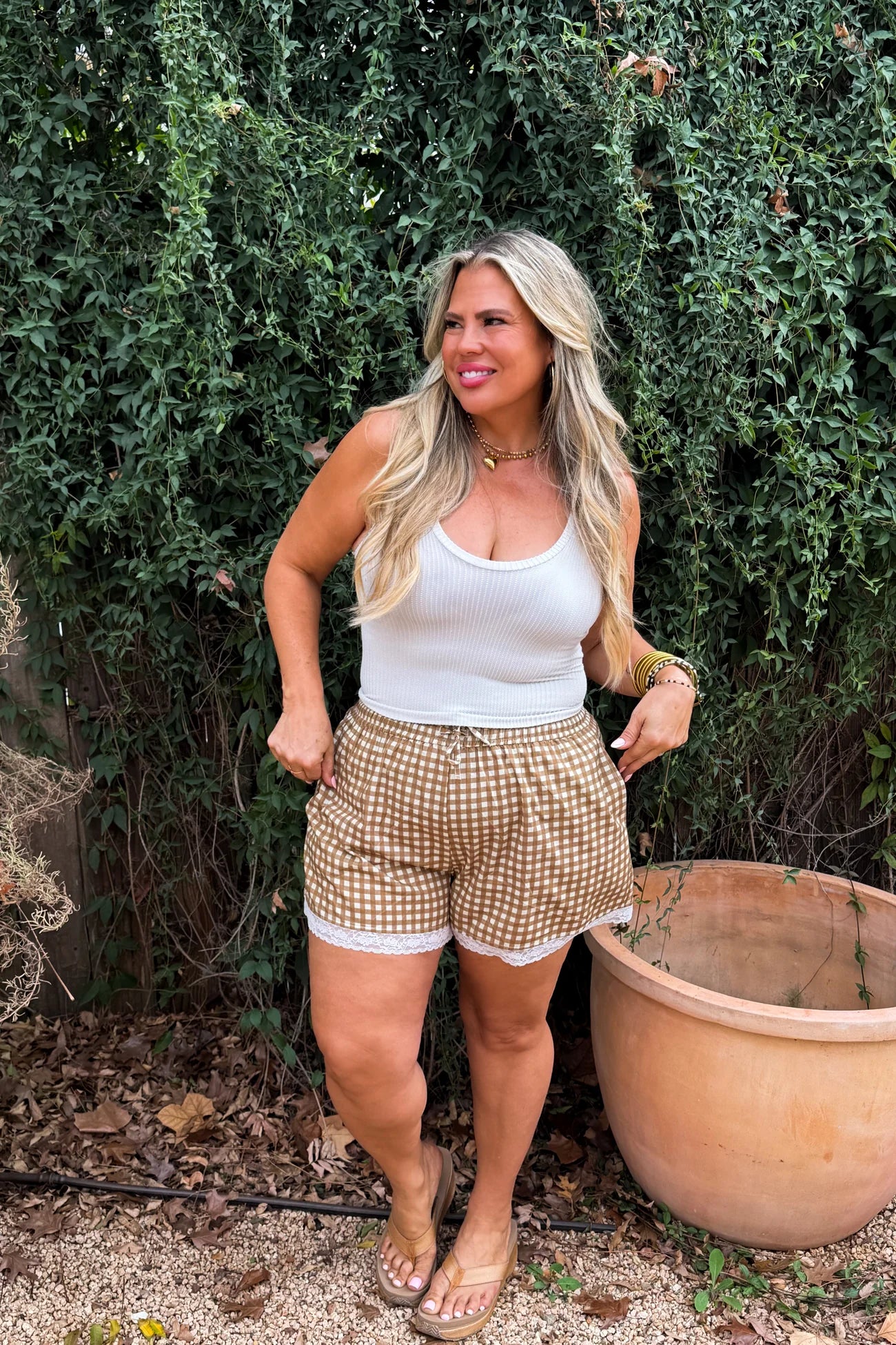 Country Side Shorts (Brown Gingham)