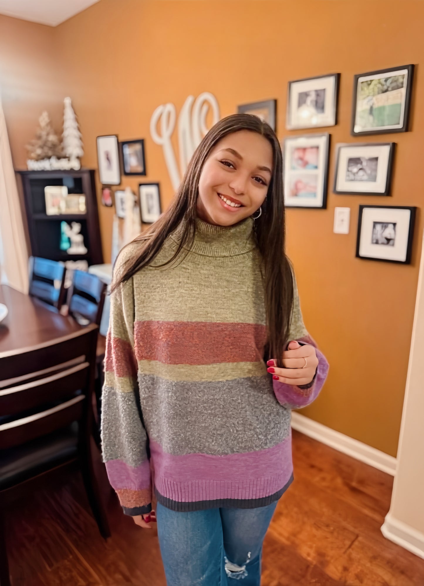 Colorblock Turtle Neck Sweater