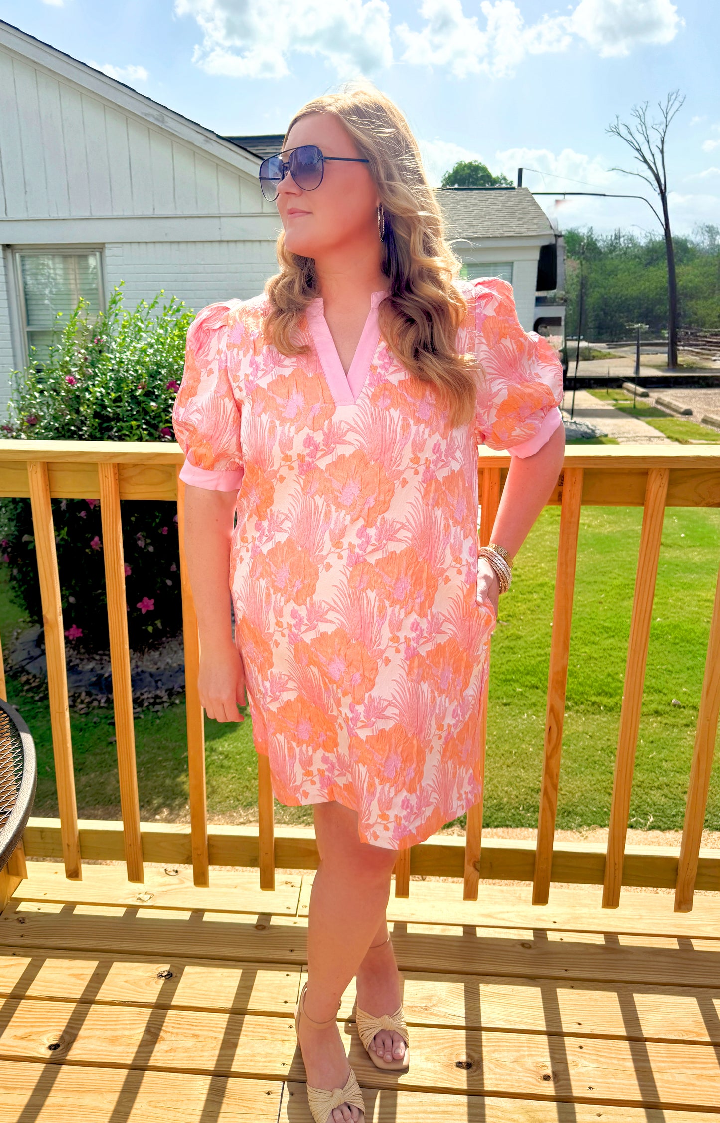 On the Scene Damask Dress (Orange)