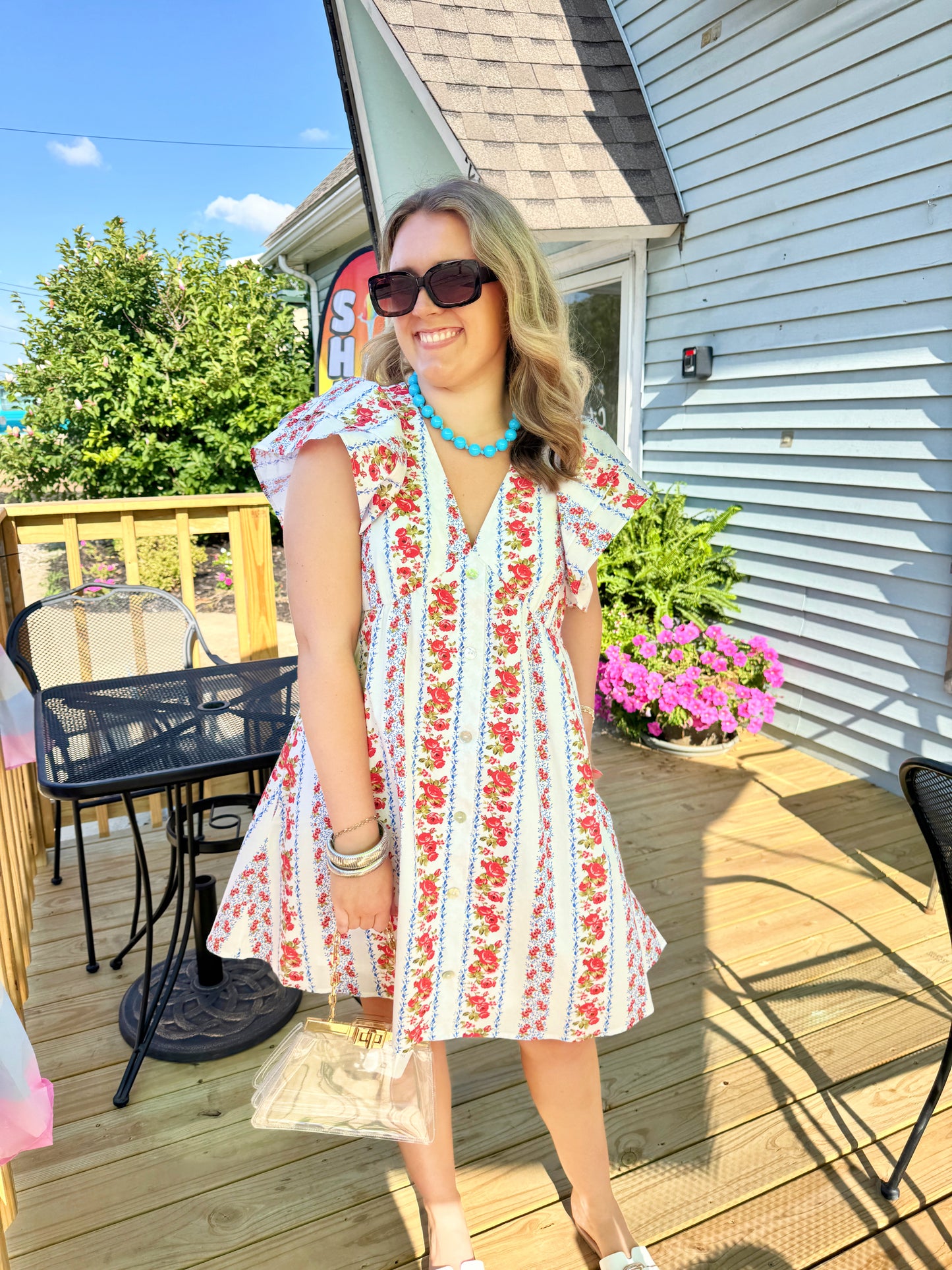 Garden Bliss Mini Dress (Blue)