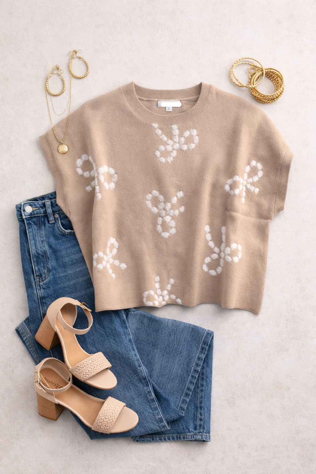 Neutral Bow Sweater (Khaki)