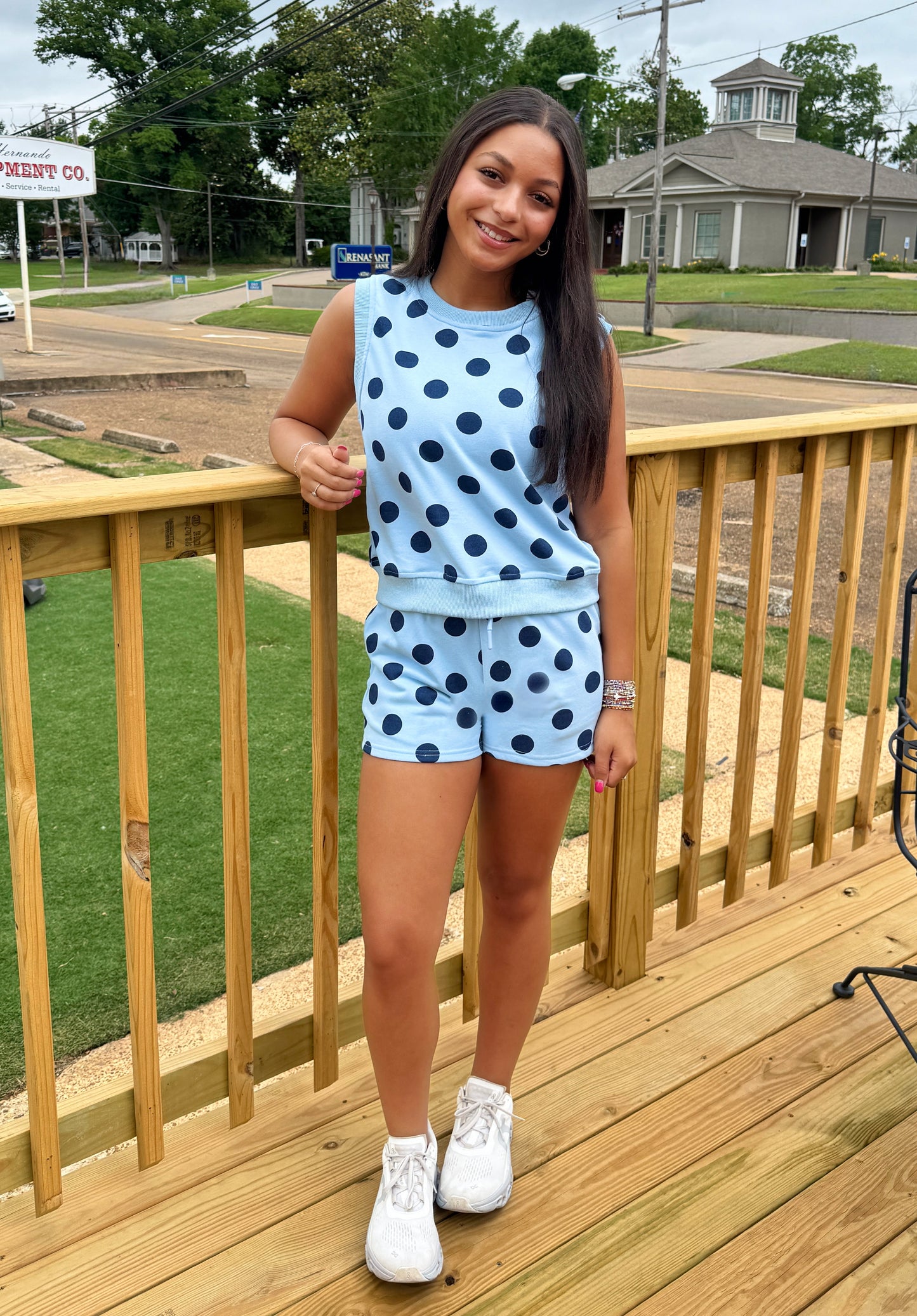 Coastal Polka Dot Lounge Set (Blue)