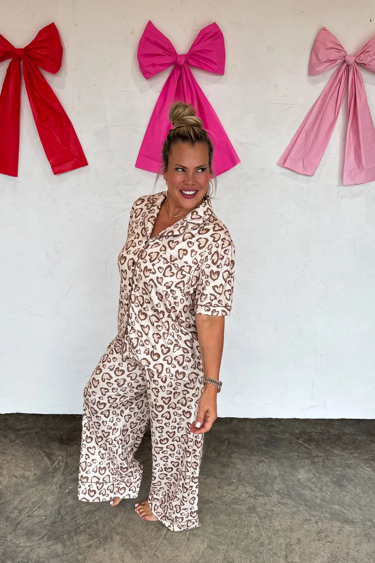 Leopard Heart Luxe Pjs (Neutral)