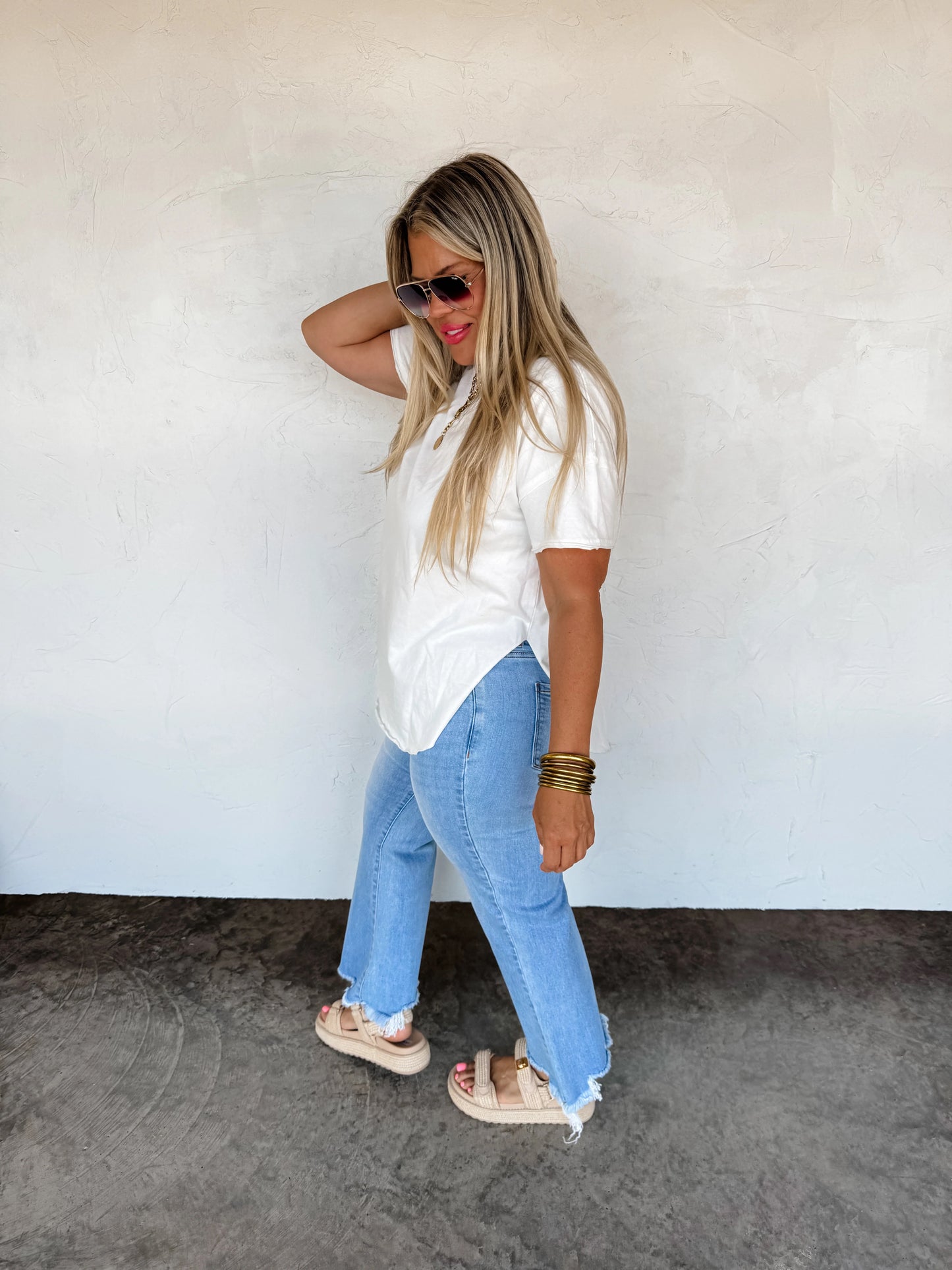 Joey Washed Cotton Boyfriend Tee (White)