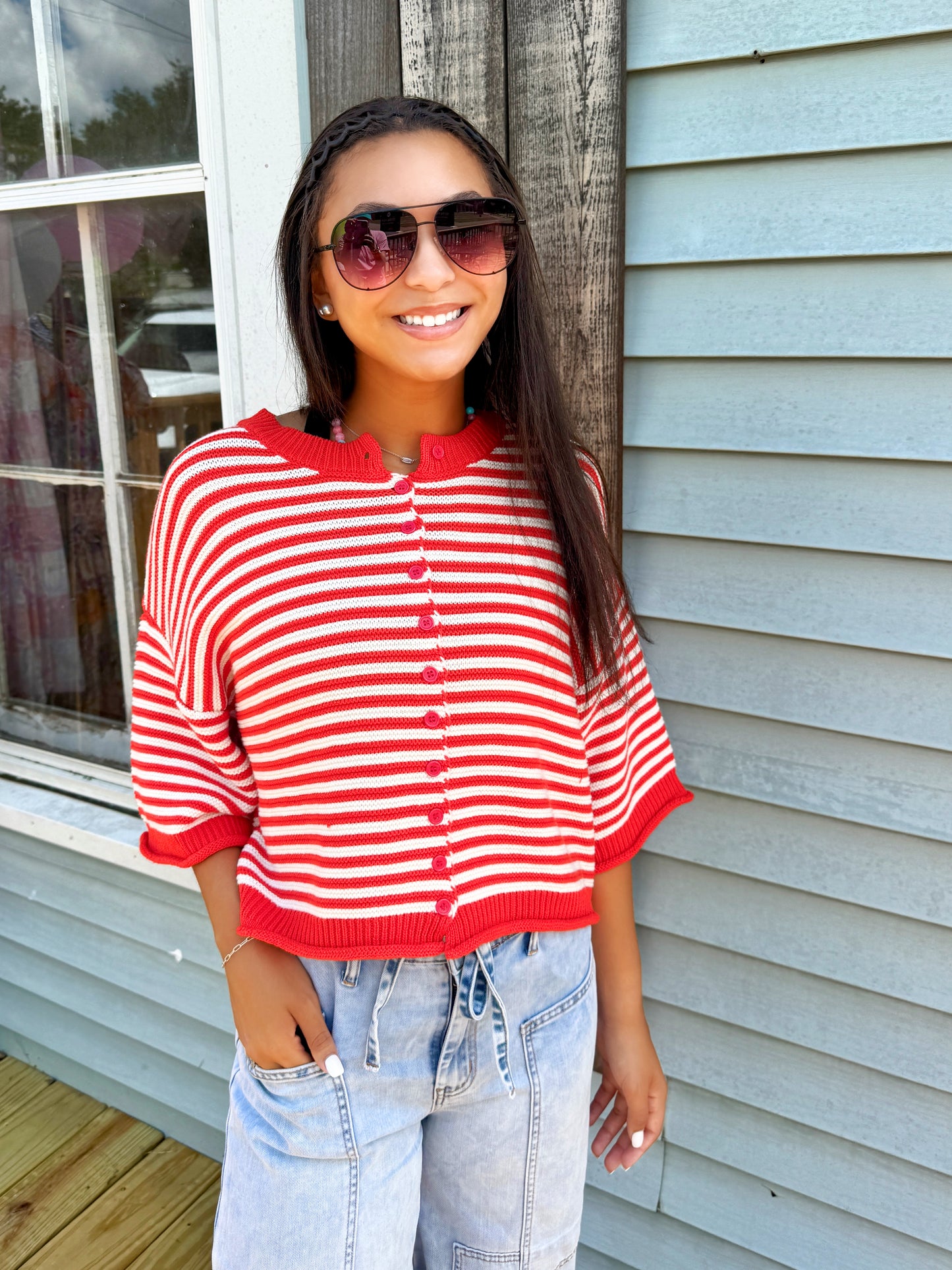 Summertime Stripes Sweater (Red)