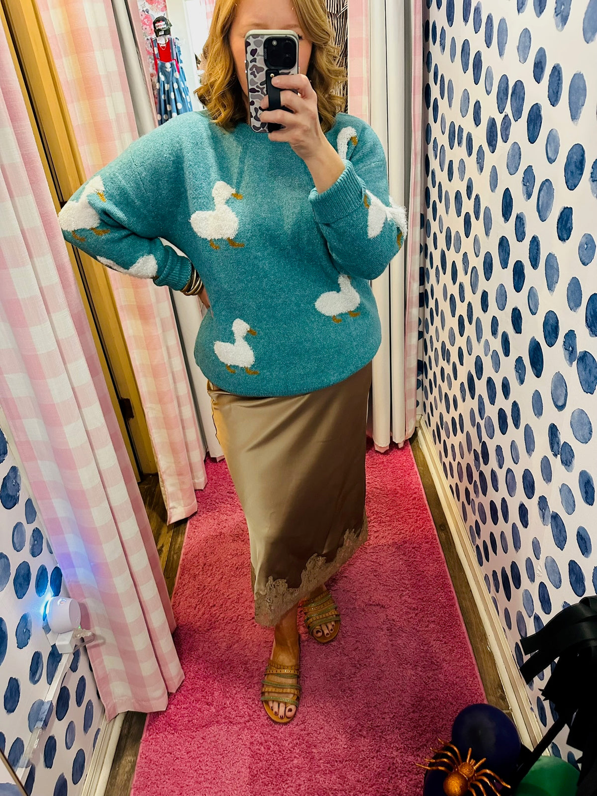 Quack-Me-Up Cozy Knit Duck Sweater (Teal)