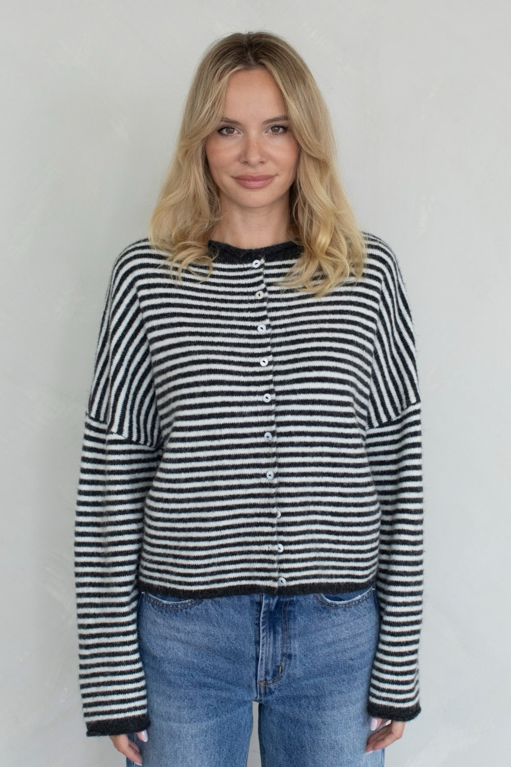 Piper Striped Cardigan (Black/White)