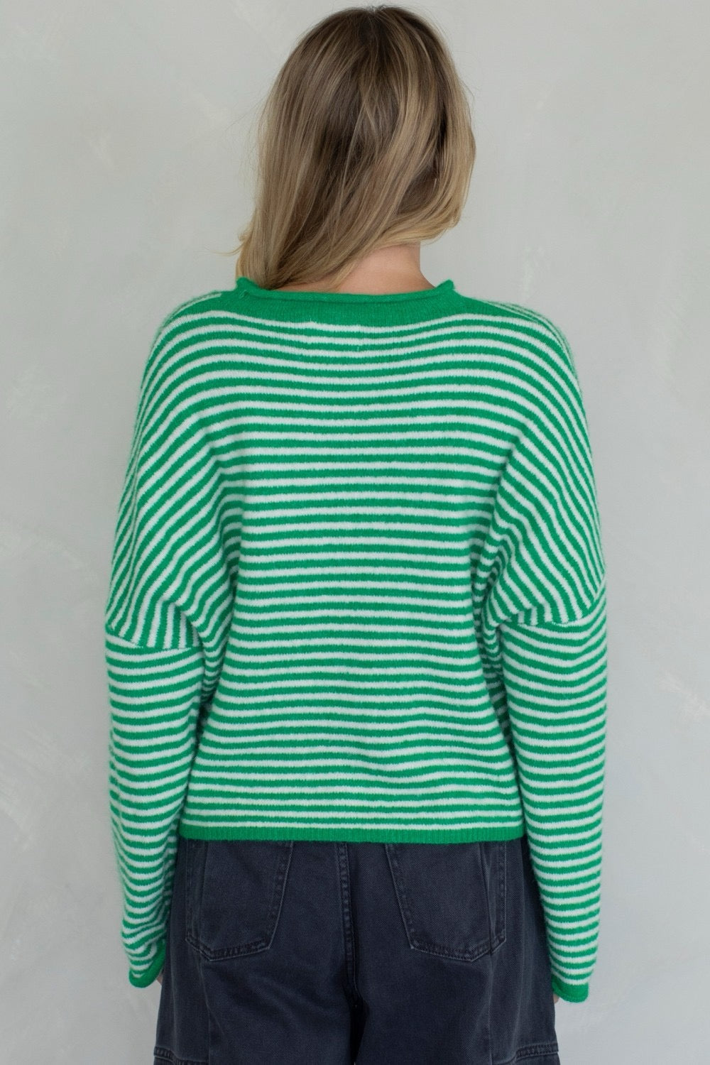 Piper Striped Cardigan (Green/White)