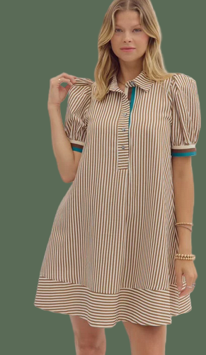 Coffee Please Striped Dress (Mocha)