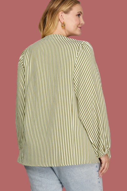 Leslie Striped Blouse (Green)