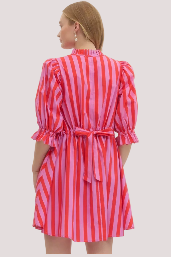 Kandie Stripe Dress (Pink)