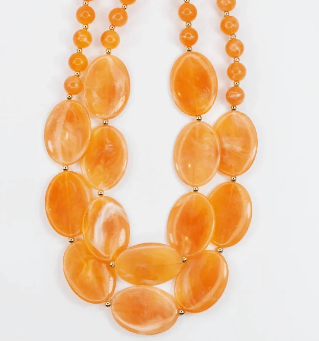 Citrus Double Haze Statement Necklace (Orange)