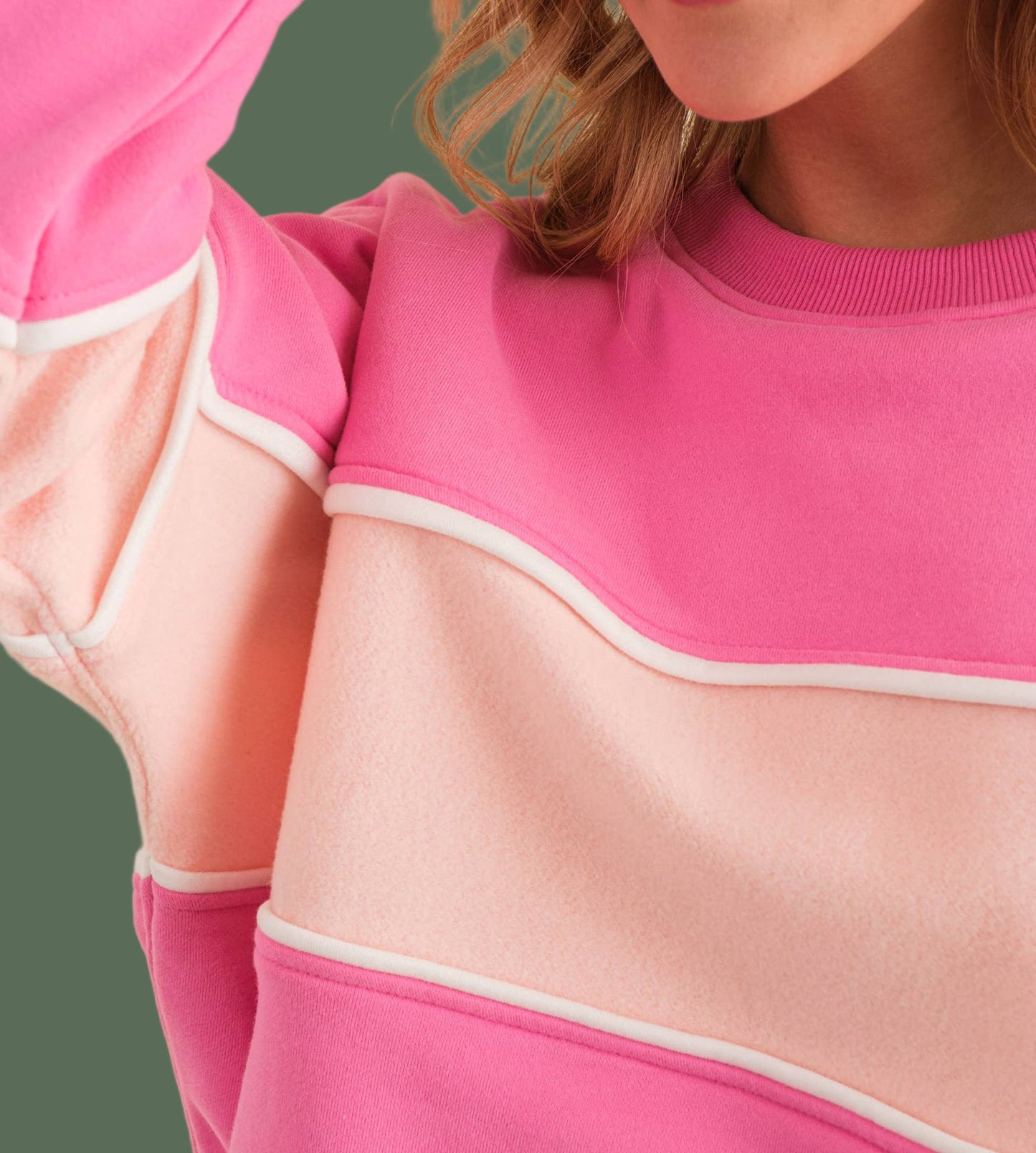 Cozy Color Block Pullover (Pink)