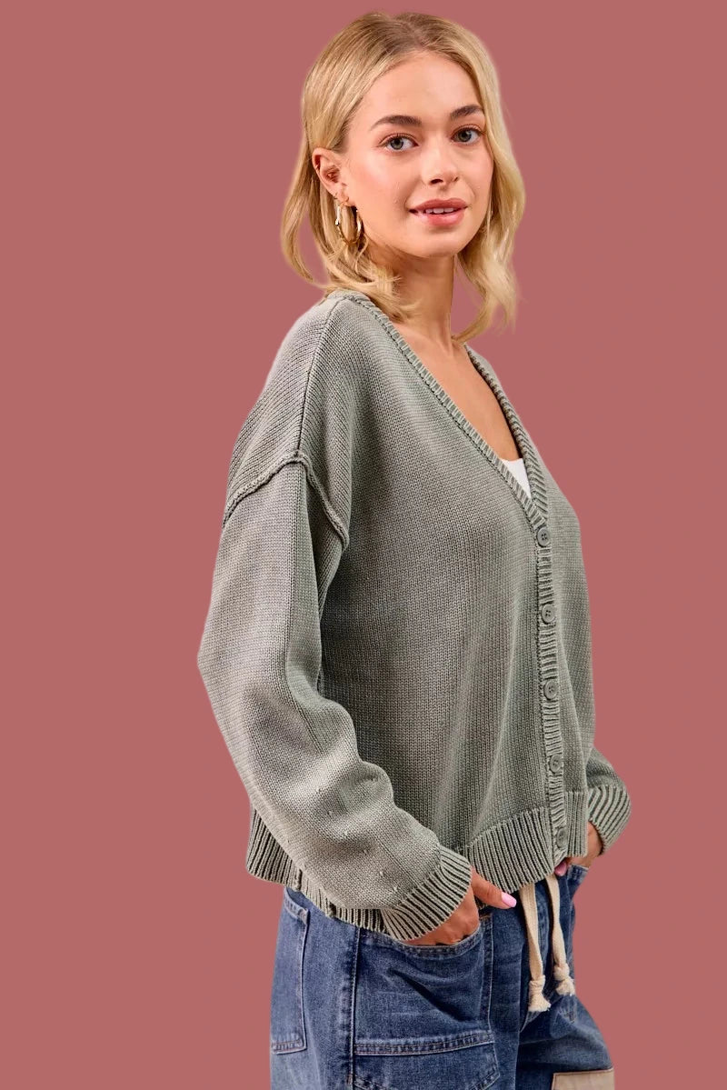 Briley Vintage Cardigan (Washed Olive)