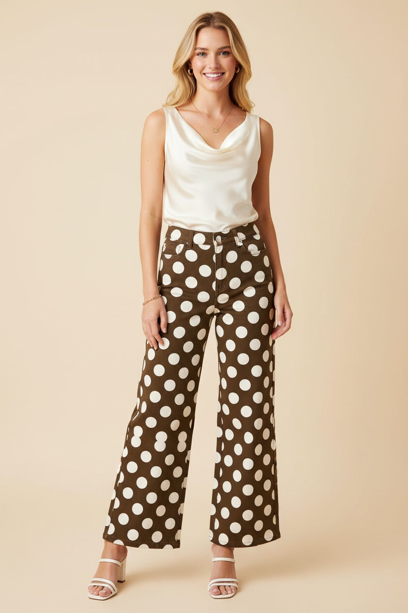 Let's Polka Pants in Chocolate