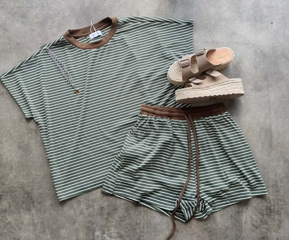 New Favorite Striped Set (Olive/Brown)