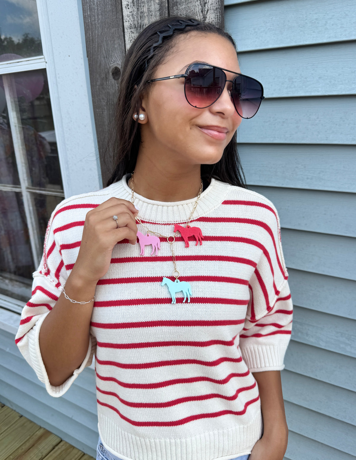 All American Girl Striped Sweater (Red)
