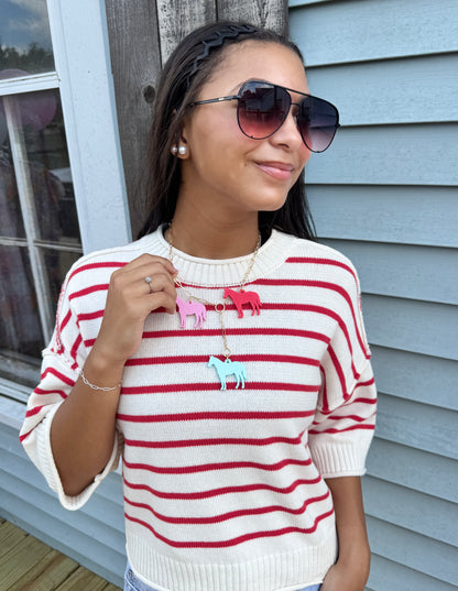 All American Girl Striped Sweater (Red)