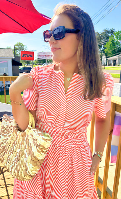 Citrus Stripe Maxi Dress (Orange)