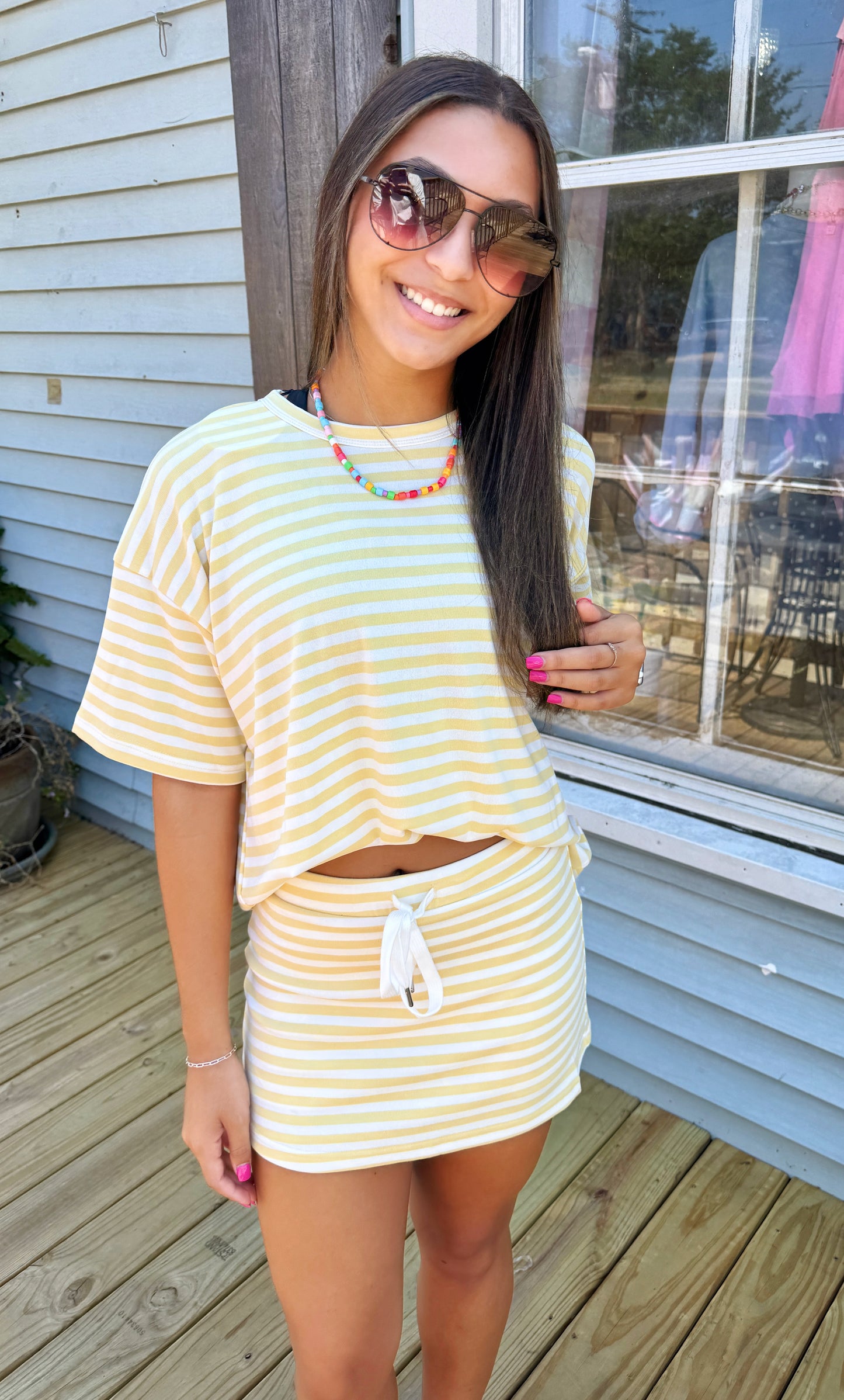 Butter Together Striped Skirt Set (Yellow)