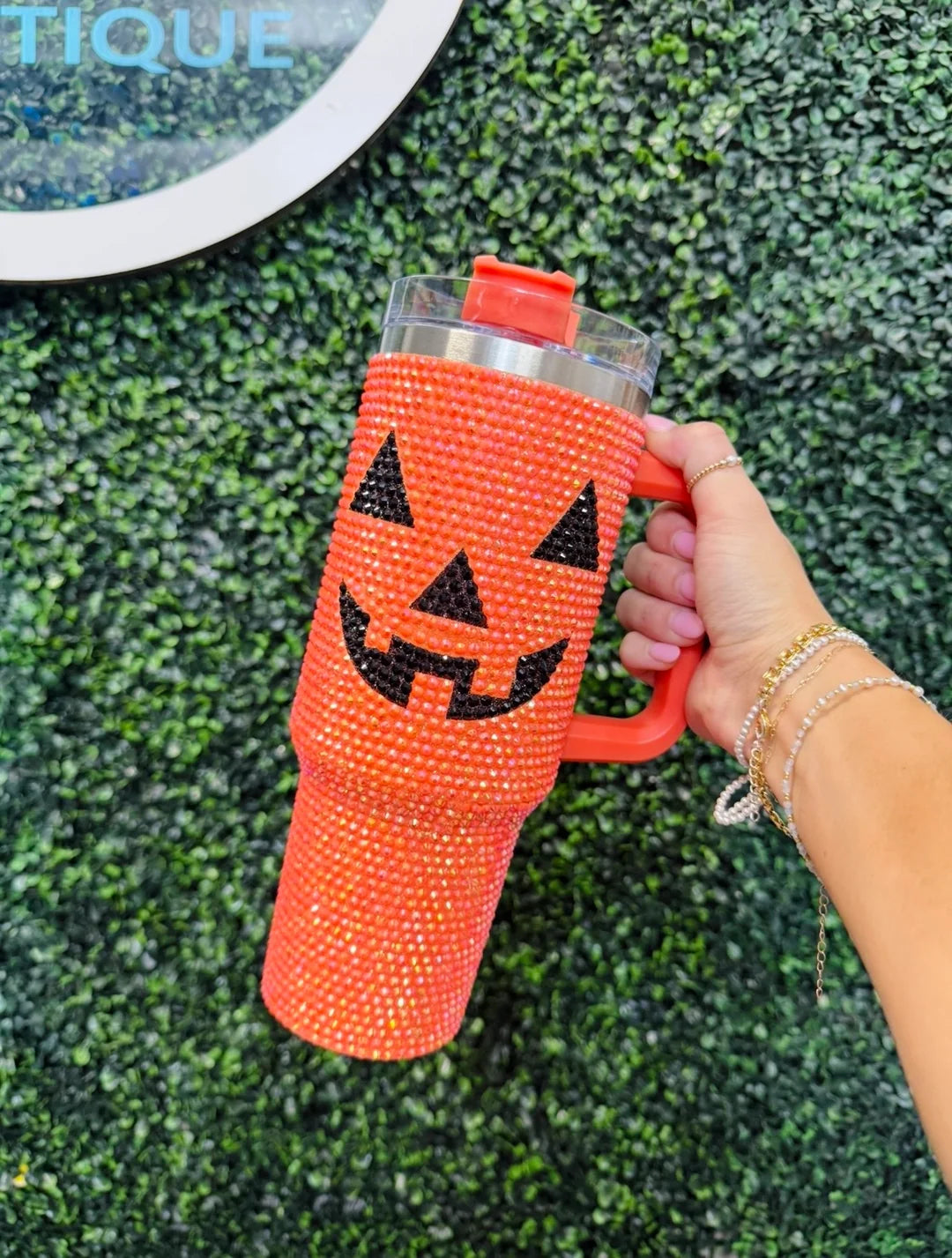 Spooky Sparkle Pumpkin Tumbler (Orange)