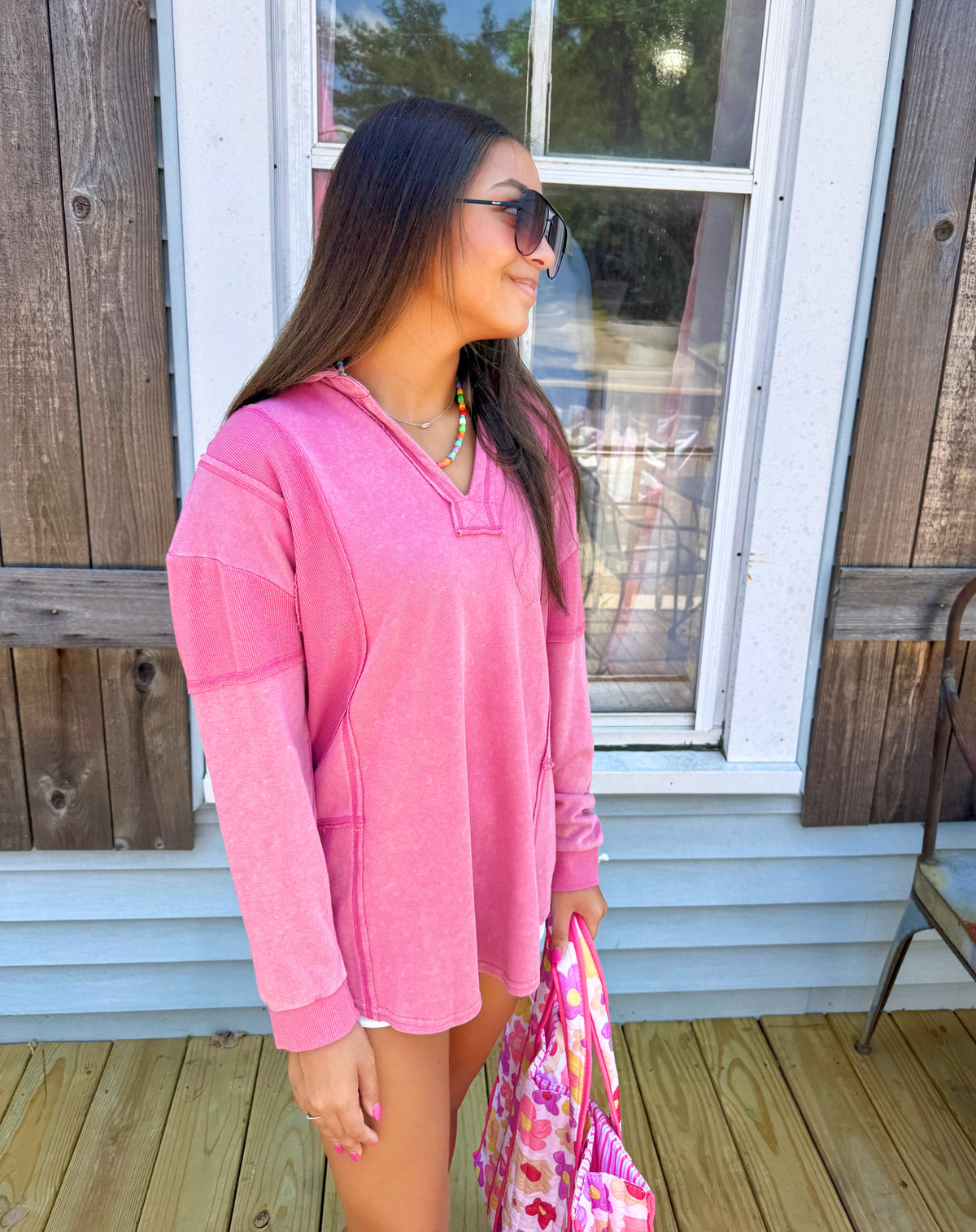 Mineral Wash Oversized Fit Top (Mauve)