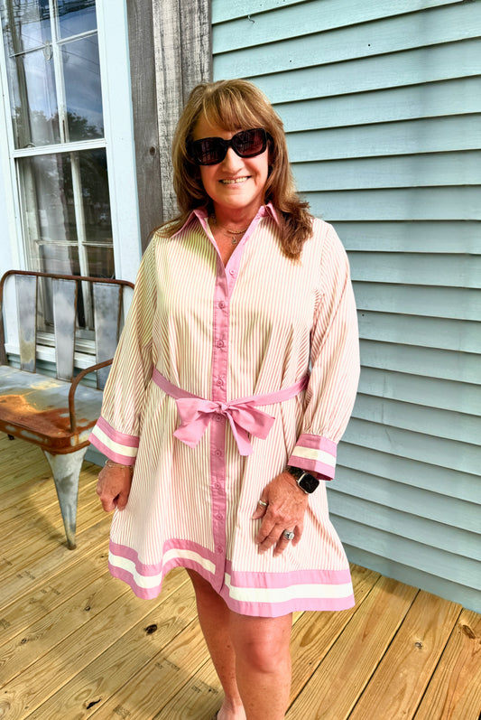The Kayden Striped Dress (Pink)