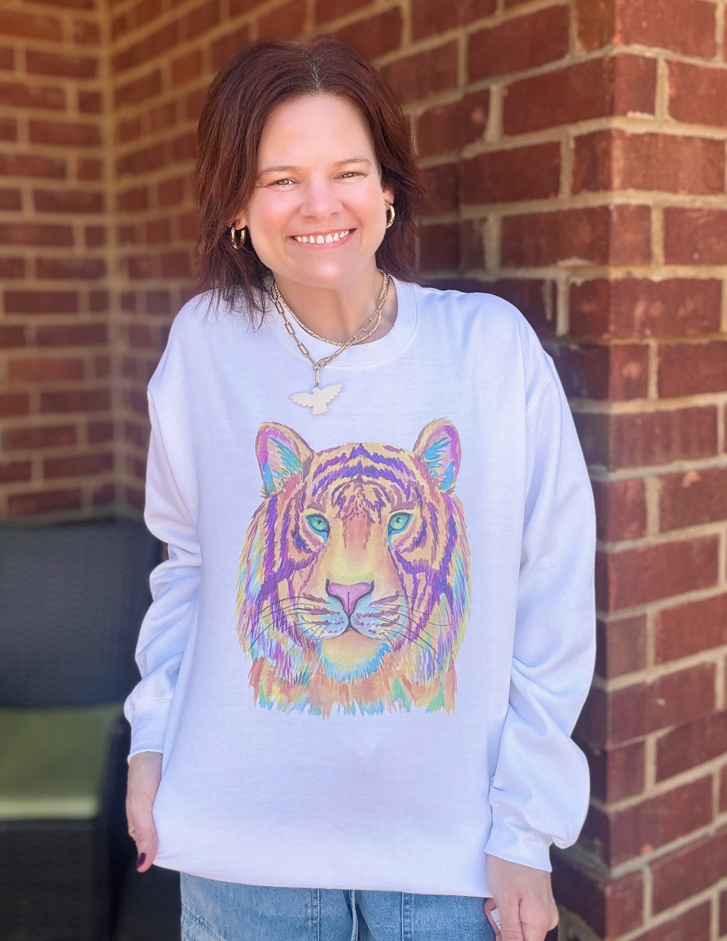 Watercolor Tiger Sweatshirt ( White)