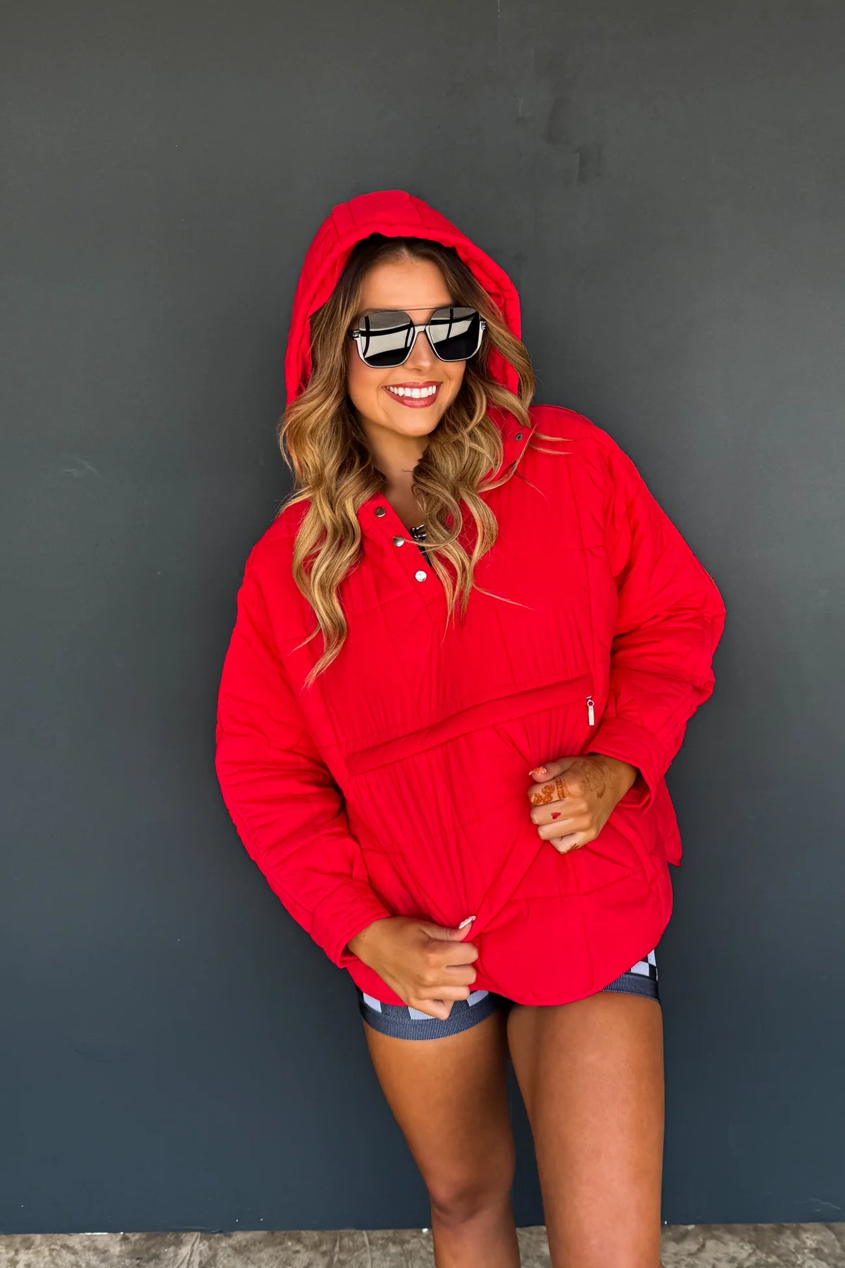 Peyton Puffer Pullover: Red