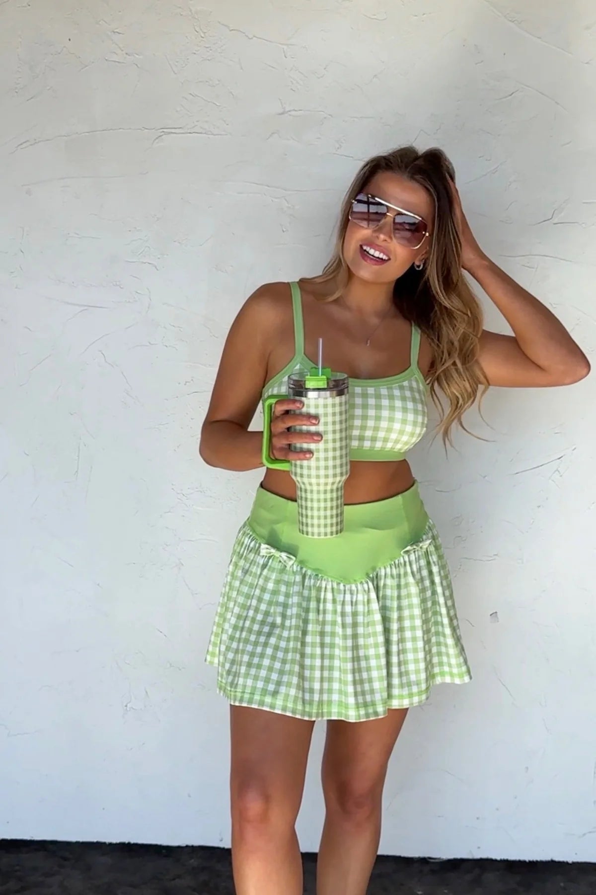 All Day Gingham Bralette (Green)