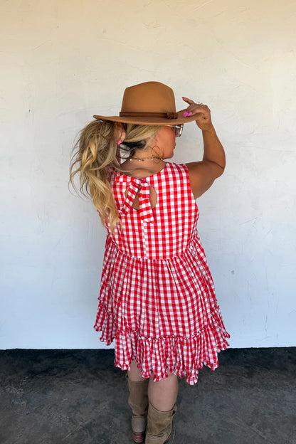 Harvest Gingham Dress (Red)