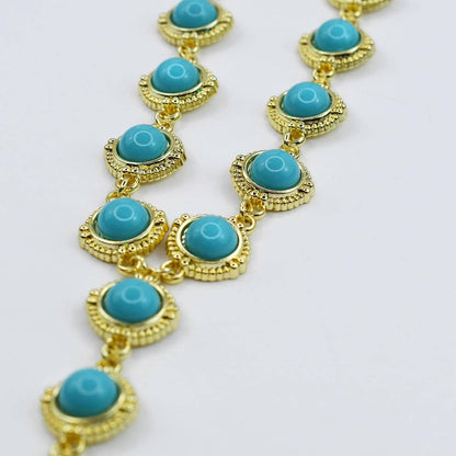 Turquoise Cascade Gold Necklace