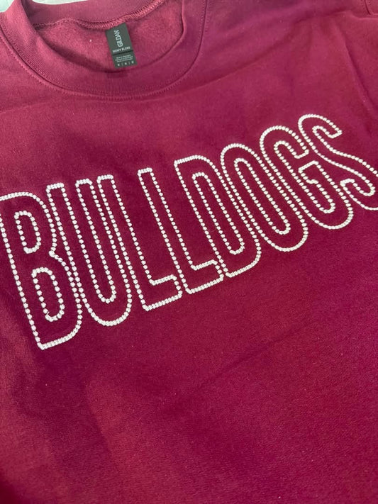 BULLDOGS Dot Embroidered Sweatshirt (Maroon)